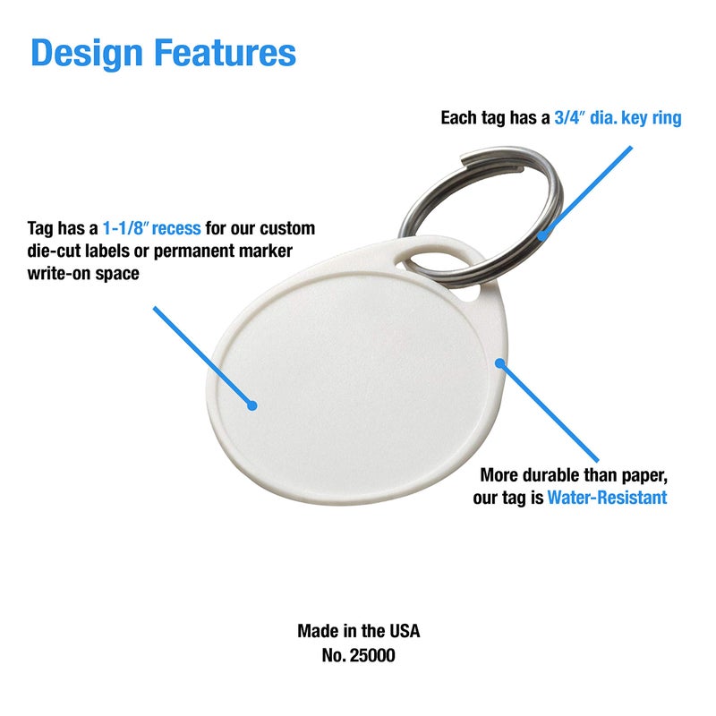 Lucky Line Round Label-It Plastic Tags, 25 Pack (25129), White - Image 3